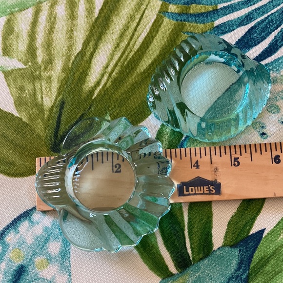 Recycled Acqua Glass Seashells Tea Light Candle Votives 3 nautical coastal - Picture 9 of 12